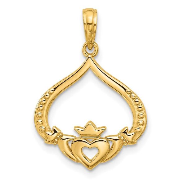 14k Yellow Gold Polished Claddagh Pendant,All Products : American Fashion Style Bags On Sale